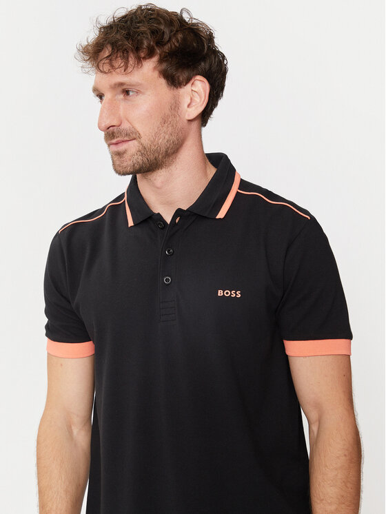 BOSS Boss Тениска с яка и копчета Paddy 1 50512995 Черен Regular Fit