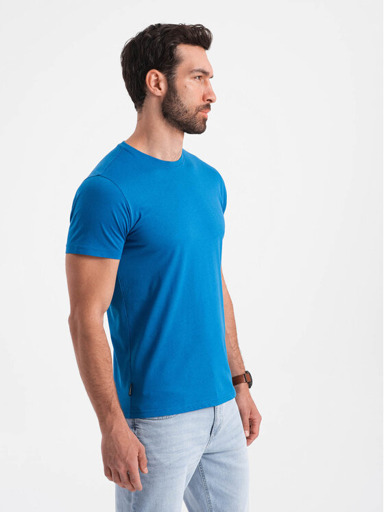 Ombre Ombre T-Shirt OM-TSBS-0146 Modrá Regular Fit