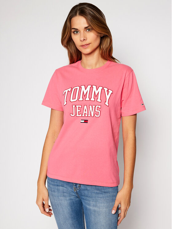 Tommy Jeans Marškinėliai Collegiate Logo DW0DW09075 Rožinė Boyfriend Fit •  Modivo.lt