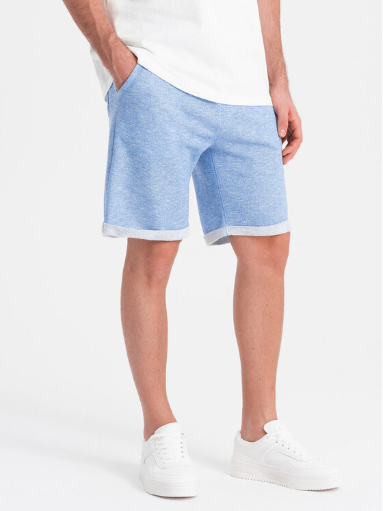 Ombre Ombre Šortky z materiálu OM-SRSK-0116 Modrá Loose Fit