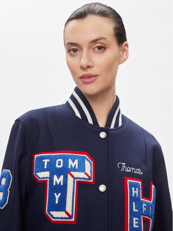 Tommy Hilfiger Tommy Hilfiger Bunda bomber Collegiate Wool Blend Varsity WW0WW40479 Tmavomodrá Regular Fit