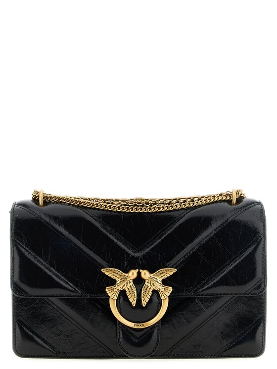 PINKO PINKO Torebka Black Calfskin Shoulder Czarny