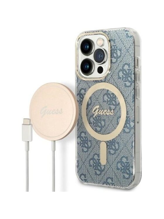 Guess Guess Etui na telefon 4G Metal Gold Logo Niebieski