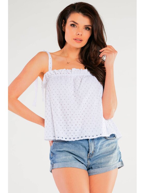 Awama Awama Bluzka A436 Biały Basic Fit