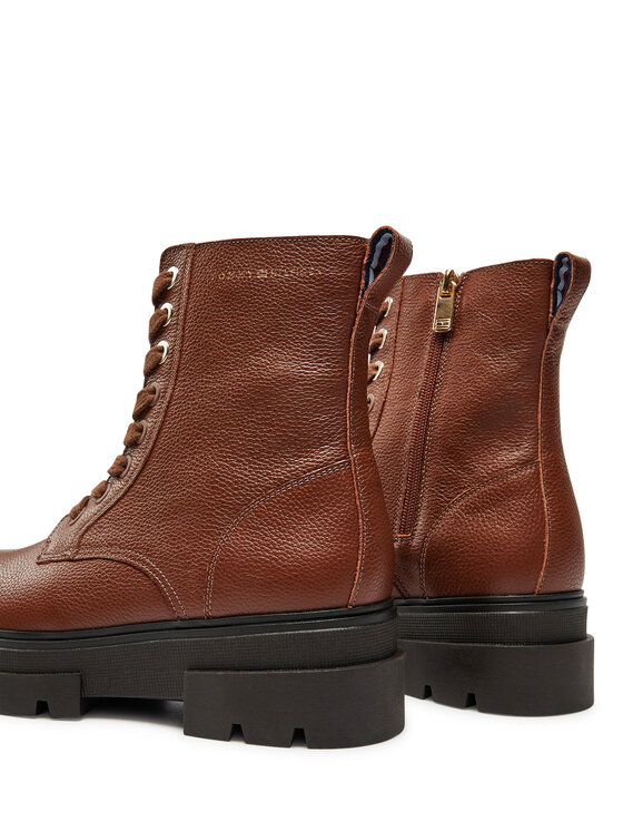 Tommy Hilfiger Tommy Hilfiger Čizme Bicolor Leather Lace-Up FW0FW08160 Smeđa
