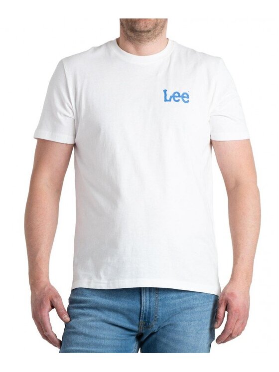Lee Lee T-shirt MEDIUM WOBBLY TEE Bianco Regular Fit