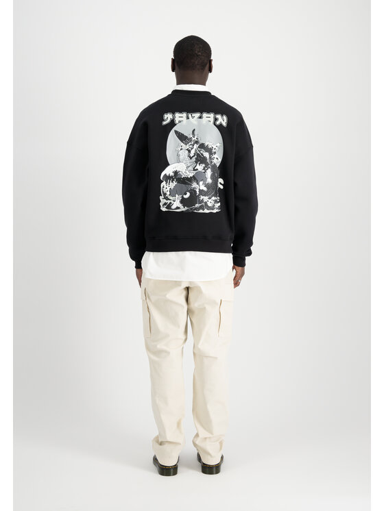 Alpha Industries Alpha Industries Bluza Japan Wave Warrior Sweatshirt Czarny Relaxed Fit
