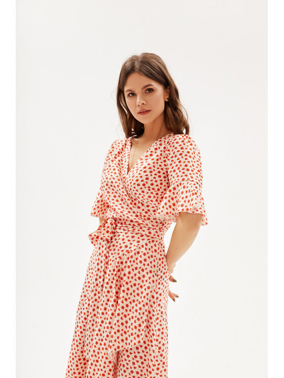Mirons Mirons Sukienka koktajlowa Print Biały Feminine Fit