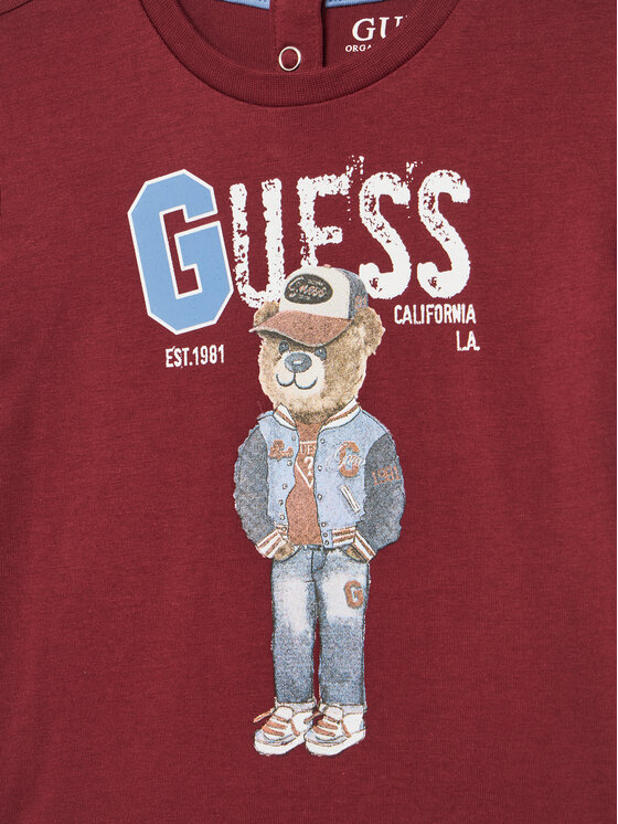 Guess Guess Póló N5YI22 K8HM4 Bordó Regular Fit