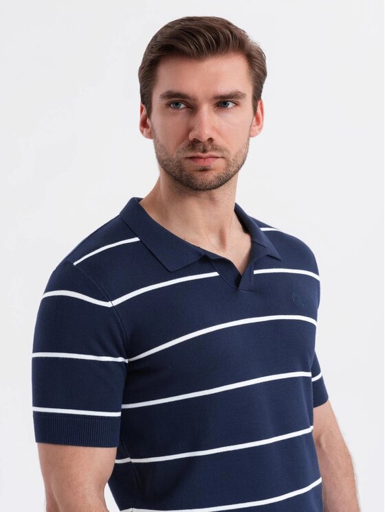 Ombre Ombre Polo OM-POSS-0145 Granatowy Regular Fit