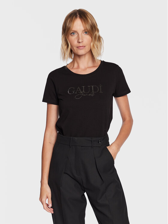 Gaudi Gaudi Jeans T-krekls 311BD64053 Melns Regular Fit