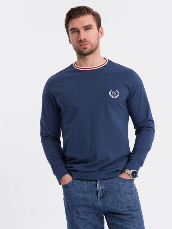 Ombre Ombre S dlouhým rukávem OM-LSCL-0128 Modrá Regular Fit