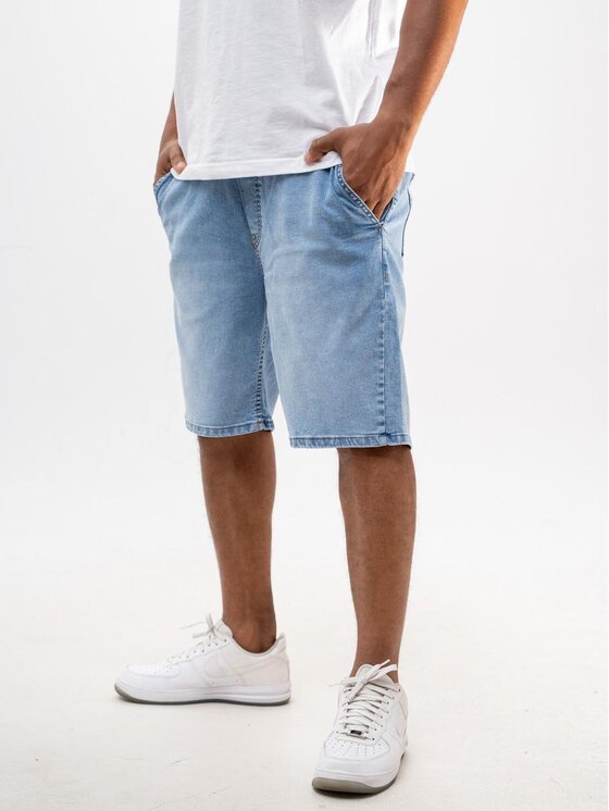 Jigga Wear Jigga Wear Szorty jeansowe Krótkie Spodenki Jeansowe Baggy Męskie Niebieskie Złote Jigga Korona XL Niebieski Baggy Fit