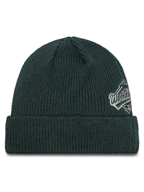 New Era New Era Czapka Atlanta Braves World Series Patch Cuff Knit Beanie 60580730 Zielony