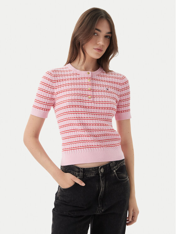 Tommy Hilfiger Pulover WW0WW49613 Roz deschis Slim Fit