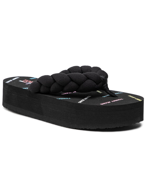 Tommy Jeans Japonki Braided Mid Beach Sandal EN0EN01300 Czarny