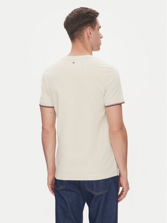 Tommy Hilfiger Tommy Hilfiger T-Shirt Logo MW0MW32584 Beżowy Regular Fit