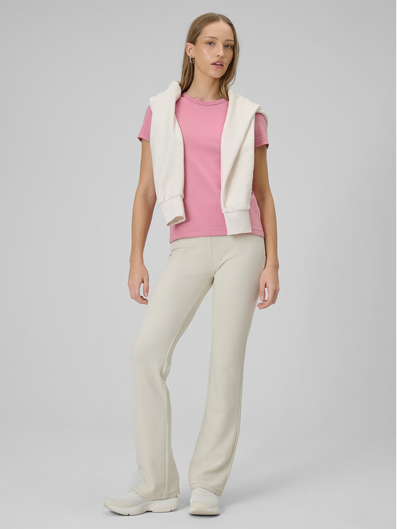 4F 4F T-Shirt BASIC+ Różowy jasny Slim Fit