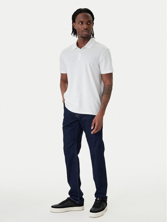 Calvin Klein Calvin Klein Тениска с яка и копчета Birdseye LV04LF208G Бял Regular Fit