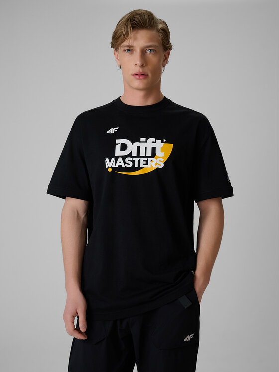 4F 4F T-Shirt MOTOSPORTS 2026 Czarny Loose Fit