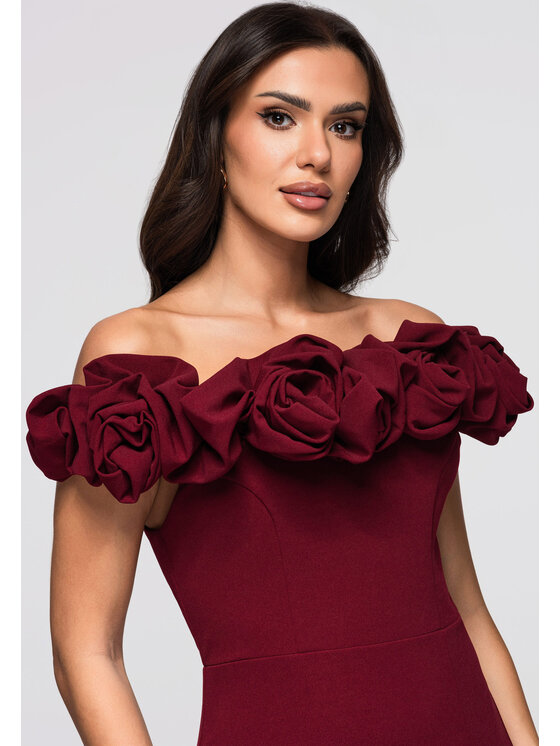 Ombre Ombre Sukienka wieczorowa LA-OM-DLR178 Bordowy Regular Fit