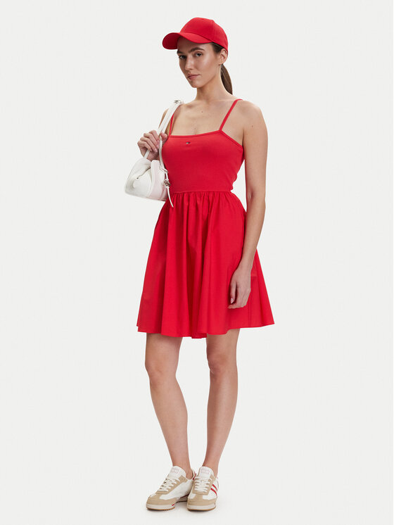 Tommy Jeans Tommy Jeans Лятна рокля DW0DW22352 Червен Slim Fit