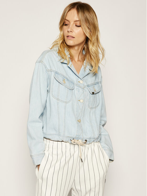 Lee Lee Giacca di jeans Rider Drawstring L54LGGQB 112112791 Celeste Relaxed Fit