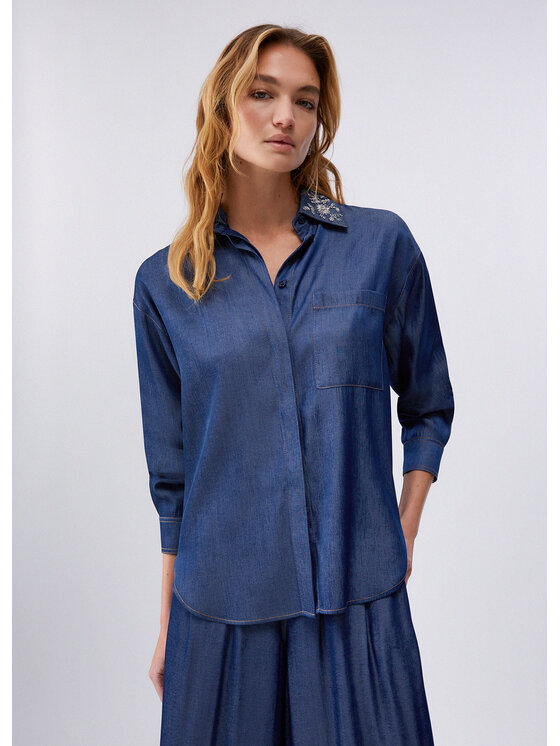 Liu Jo Liu Jo Koszula UA6274D489477000 Niebieski Regular Fit