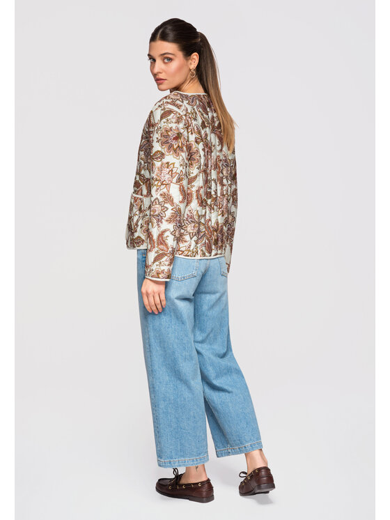 Ombre Ombre Kurtka przejściowa OW-JALP-0127 Beżowy Loose Fit