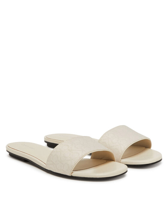 Calvin Klein Calvin Klein Klapki Flat Slide Jacq HW0HW02388 Écru