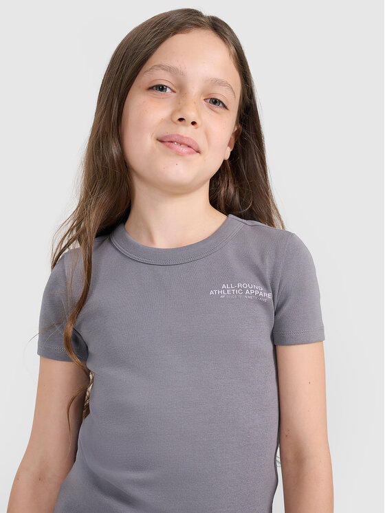 4F 4F T-Shirt BASIC+ Szary ciemny Slim Fit