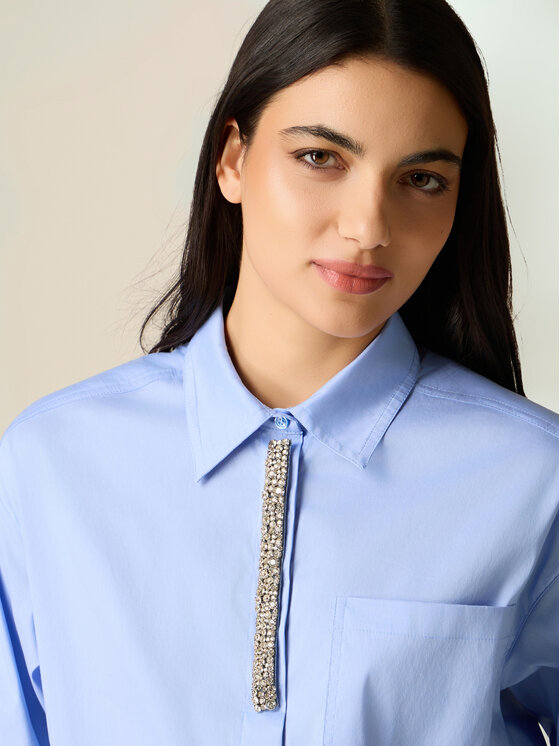 Oltre Oltre Koszula 5032J000813N004 Turkusowy Regular Fit