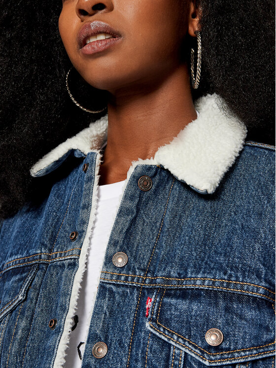 Levi's® Levi's® Traper jakna Ex-Boyfriend Sherpa Trucker 36137-0034 Tamnoplava Regular Fit