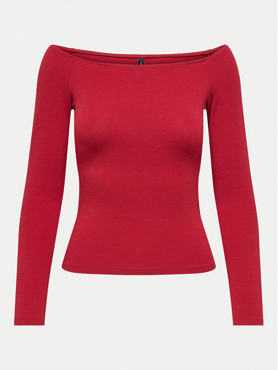 ONLY ONLY Bluza Glamour 15339763 Rdeča Slim Fit