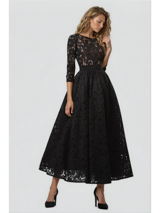 MATSOUR'I MATSOUR'I Sukienka elegancka Vicktoria Black Czarny A-Line Fit