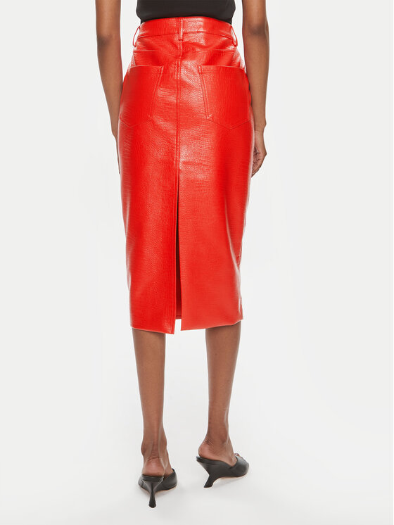 Jupe rouge simili cuir 2025