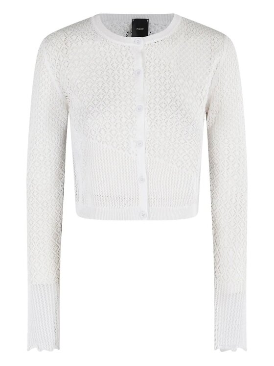 PINKO PINKO Kardigan Baitou cardigan punzonato Biały Cropped Fit