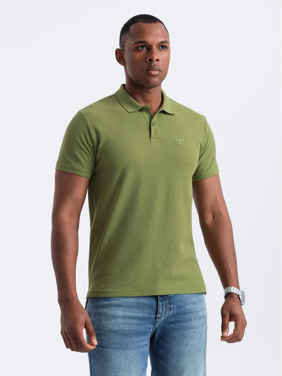 Ombre Ombre Polokošile OM-POBS-0100 Khaki Regular Fit