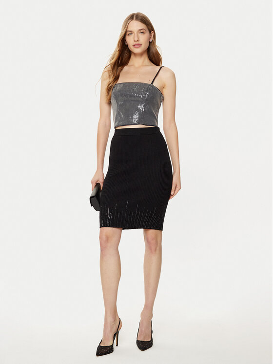 Guess Guess Top W5RH0G WGX40 Srebrny Slim Fit
