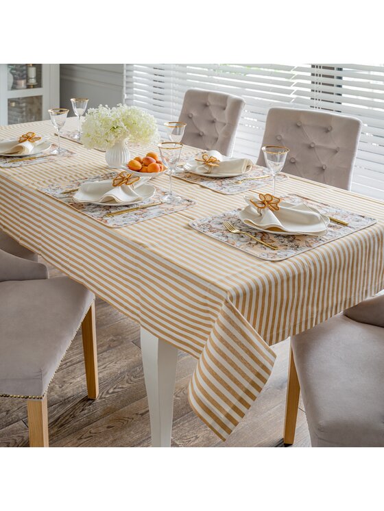 Roseberry Home Roseberry Home Obrus w drobne pasy Dandy Yellow Żółty