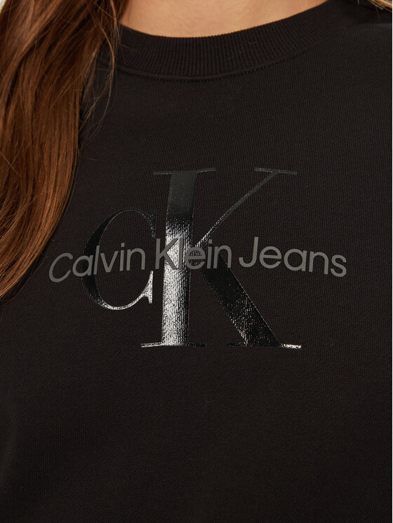 Calvin Klein Jeans Calvin Klein Jeans Μπλούζα Glossy Monologo J20J224724 Μαύρο Regular Fit