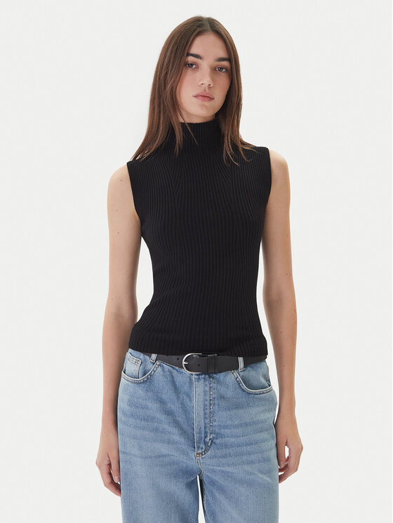 Kontatto Bluză cu gât 3M0826C Negru Slim Fit