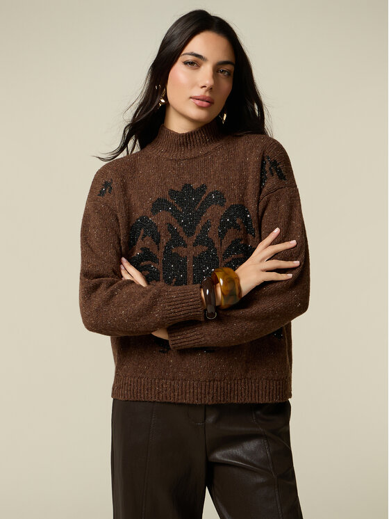 Oltre Oltre Sweter M825J006051N022 Brązowy Over Fit