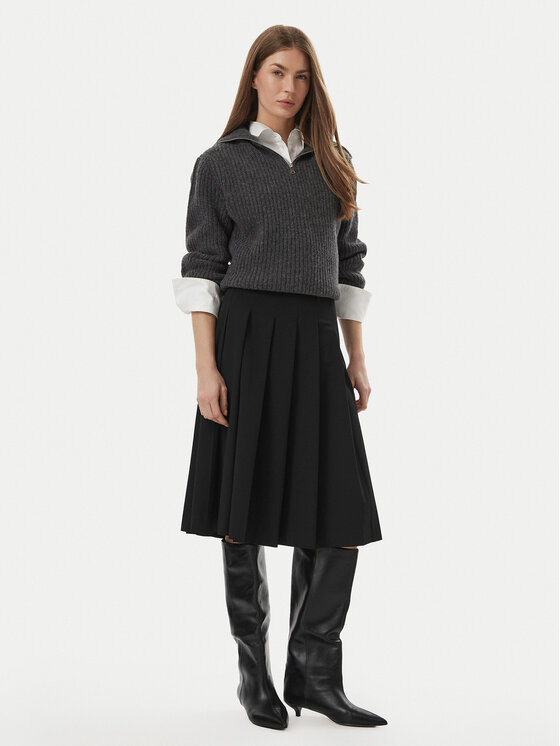 Tommy Hilfiger Tommy Hilfiger Plisēti svārki WW0WW51588 Melns A-Line Fit