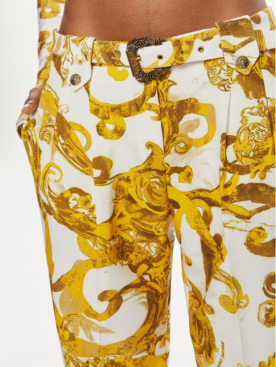 Versace Jeans Couture Versace Jeans Couture Hlače iz tkanine 76HAA111 Bela Slim Fit