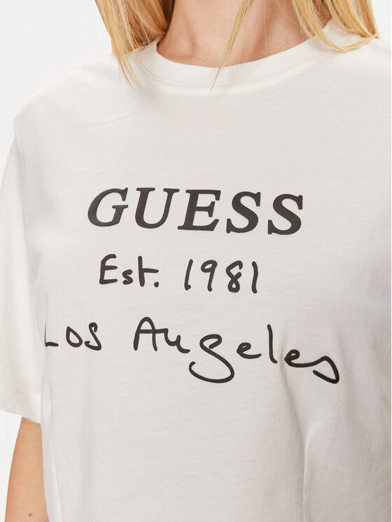 Guess Guess Tricou Dakota V4GI13 JA914 Écru Boxy Fit