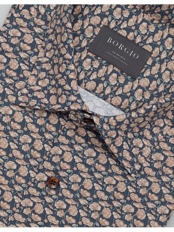 Borgio Borgio Koszula calimera Granatowy Slim Fit