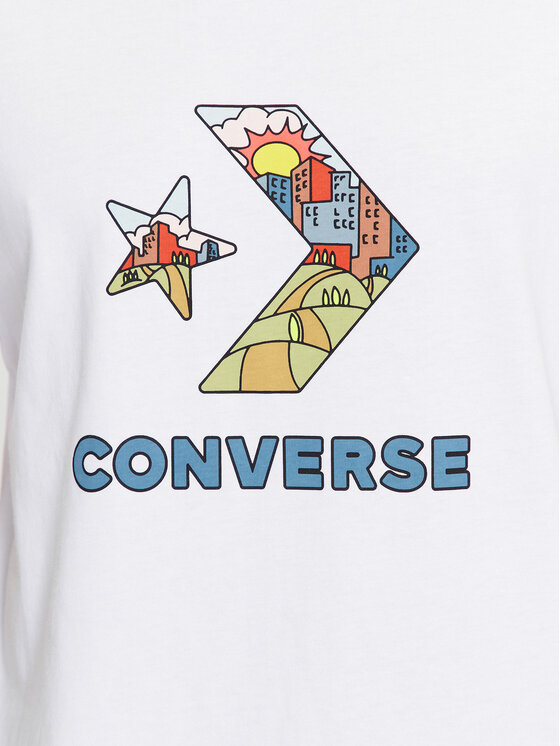 Converse Converse Marškinėliai Star Chevron Block Infill Ss Tee 10025280-A02 Balta Regular Fit