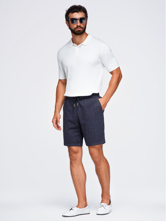 Ombre Ombre Szorty materiałowe OM-SRCS-0208 Granatowy Regular Fit