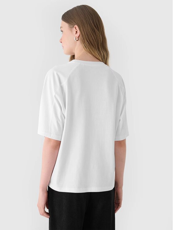 4F 4F T-Shirt 4FRAW24TTSHF2582-10S Biały Oversize
